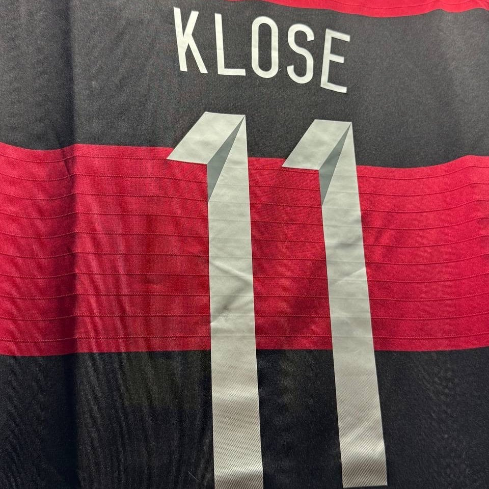 2014 Germany World Cup Miroslav Klose Deutschland Black Red Retro Football Jersey – Detailed View