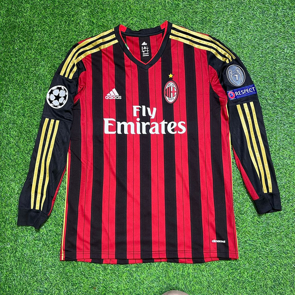 AC Milan 2013/14 Long Sleeve Home Retro Football Jersey – Stephan El Shaarawy – Front View