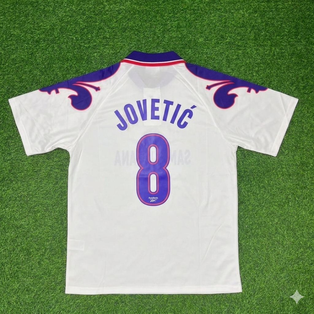 Stevan Jovetic Fiorentina Retro White Football Jersey – Back View