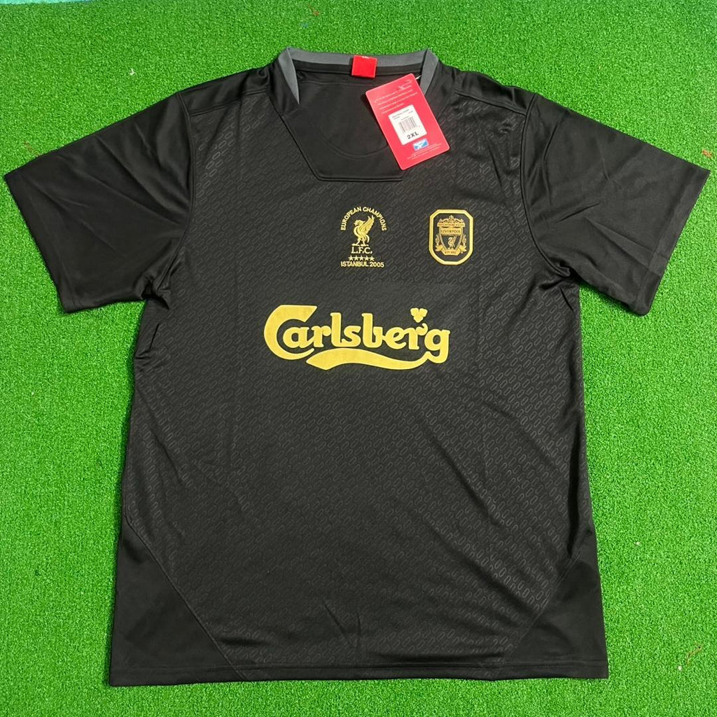 Steven Gerrard – Liverpool 2005 Final Black Retro Jersey – Front View