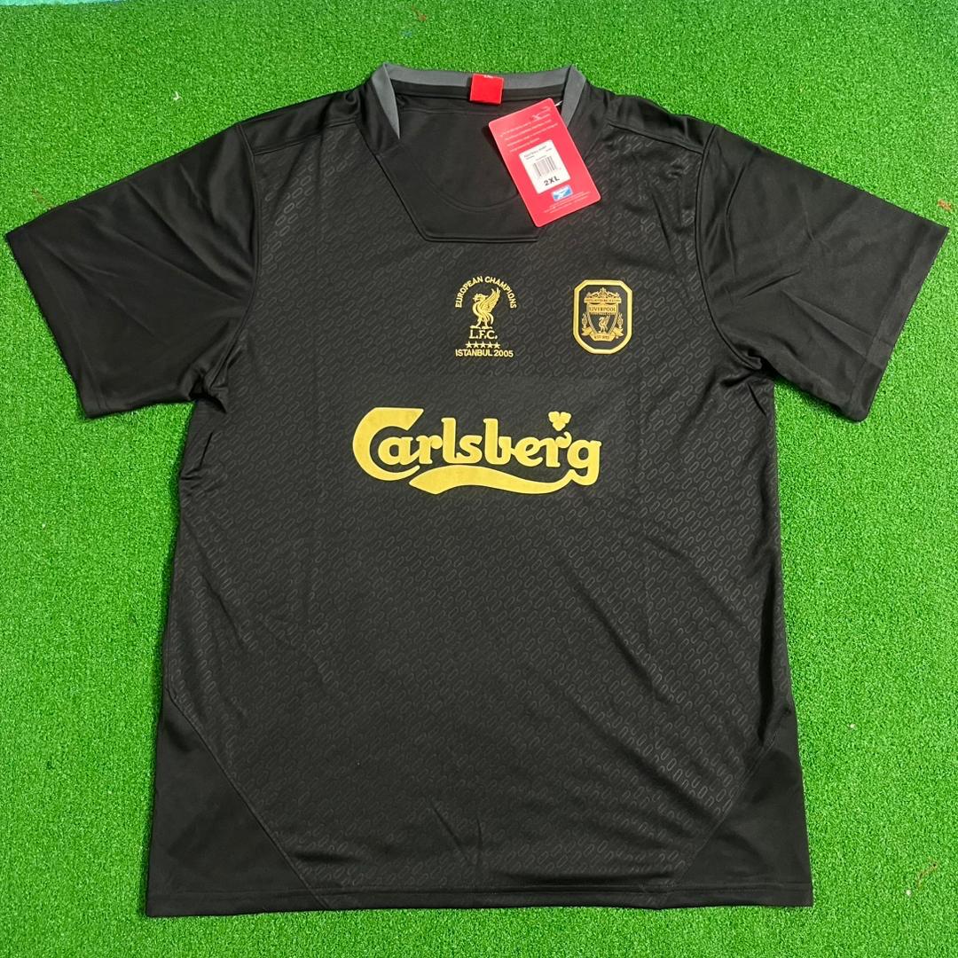 Steven Gerrard – Liverpool 2005 Final Black Retro Jersey – Front View