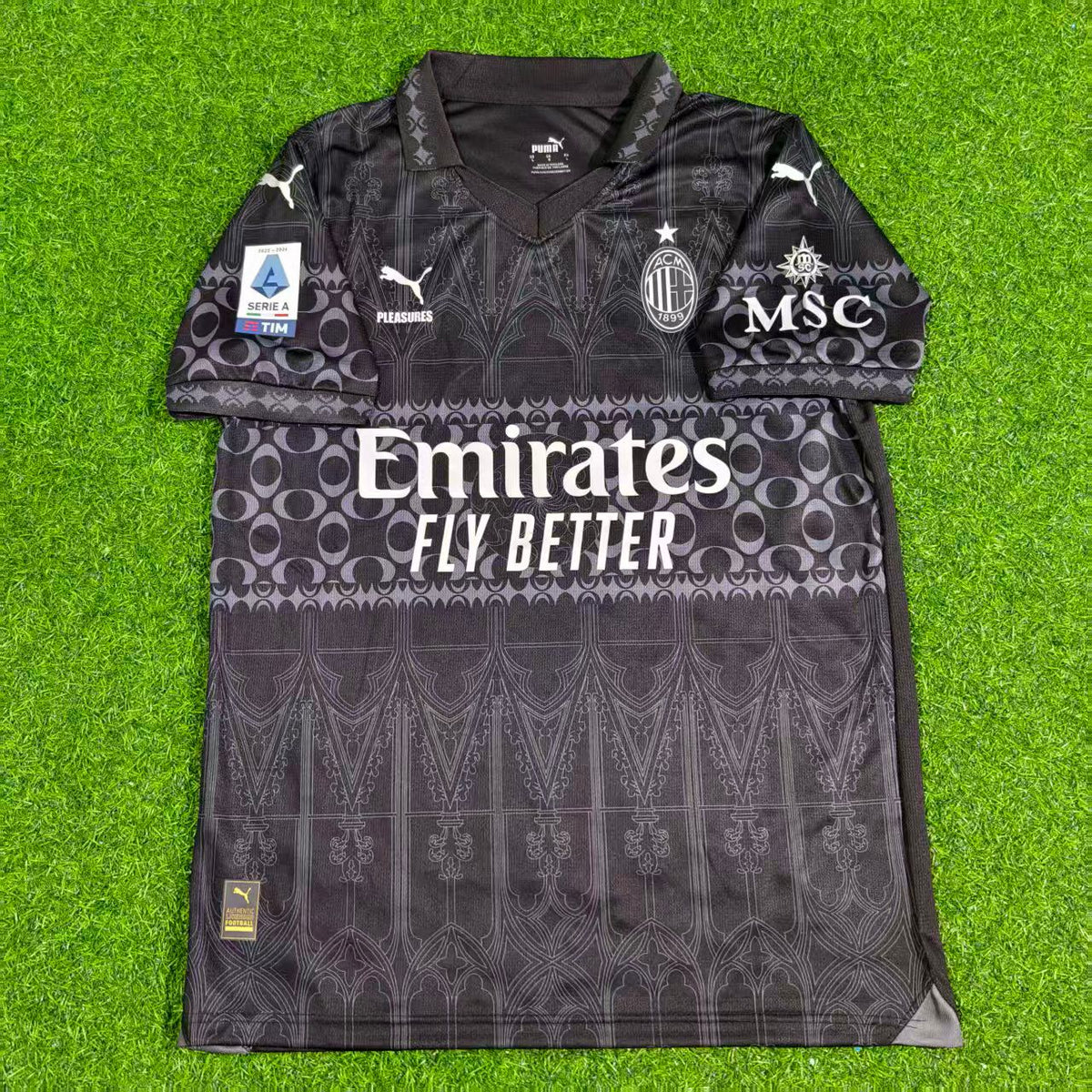 2024 Theo Hernandez AC Milan Black Football Jersey – Front View