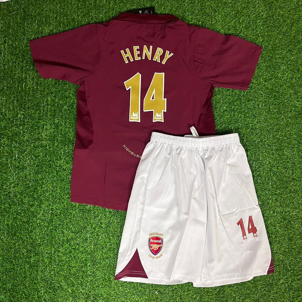2005/06 Thierry Henry Arsenal Home Burgundy Kids Kit Football Jersey for Children – Back View
