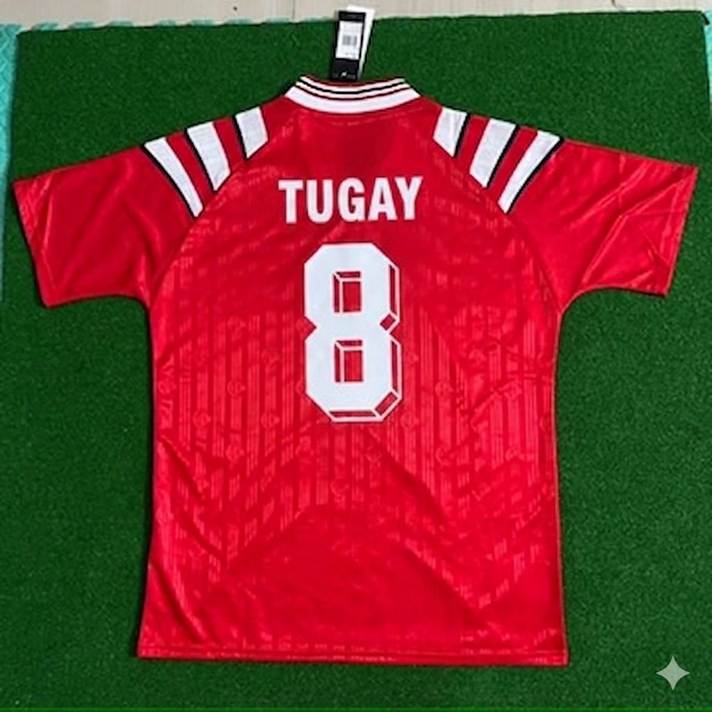 Tugay Kerimoglu Türkiye Turkey Red Nostalgic Retro Football Jersey – Back View