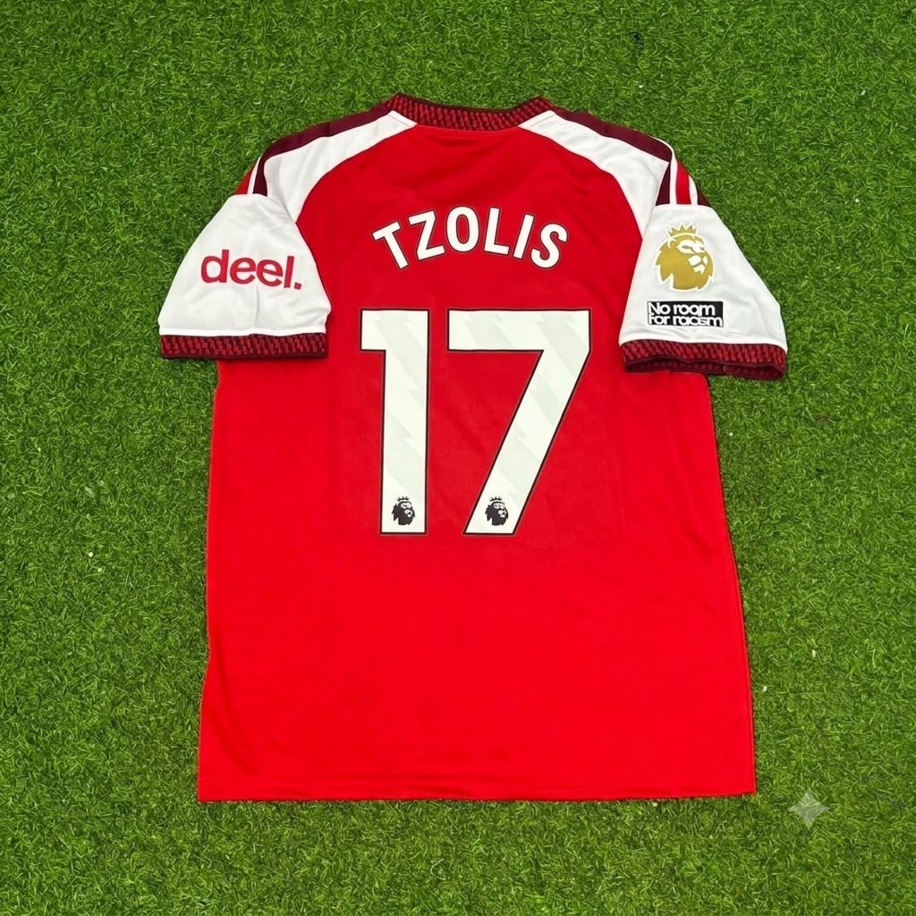 2027 Christos Tzolis Arsenal Home Football Jersey Soccer – Back View