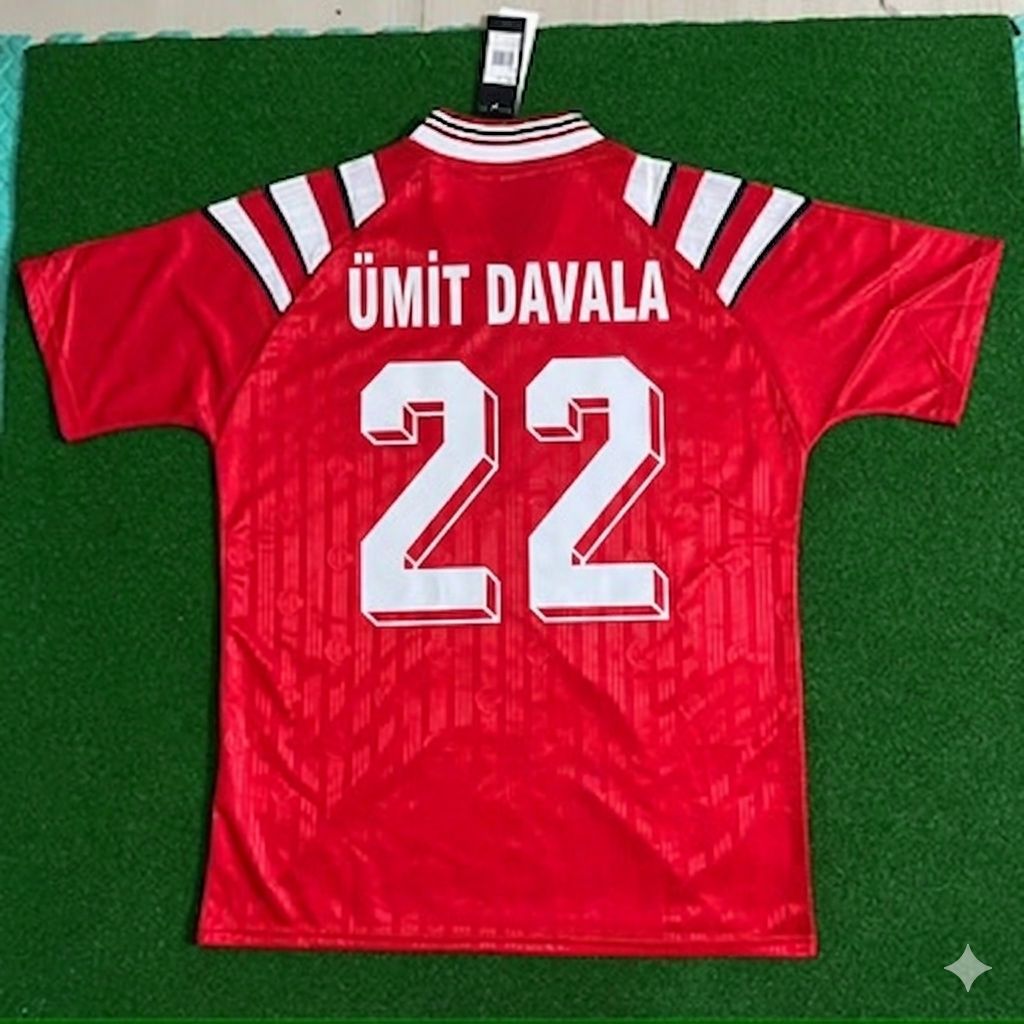 Umit Davala Türkiye Turkey Red Nostalgic Retro Football Jersey – Back View