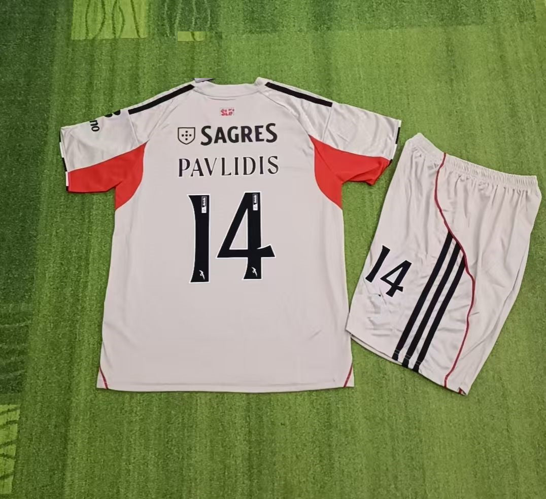 2026 Vangelis Pavlidis Benfica Away Kids Football Jersey – Back View