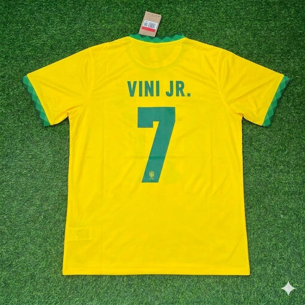 Vinicius Junior Brazil Football Retro Jersey – Back View