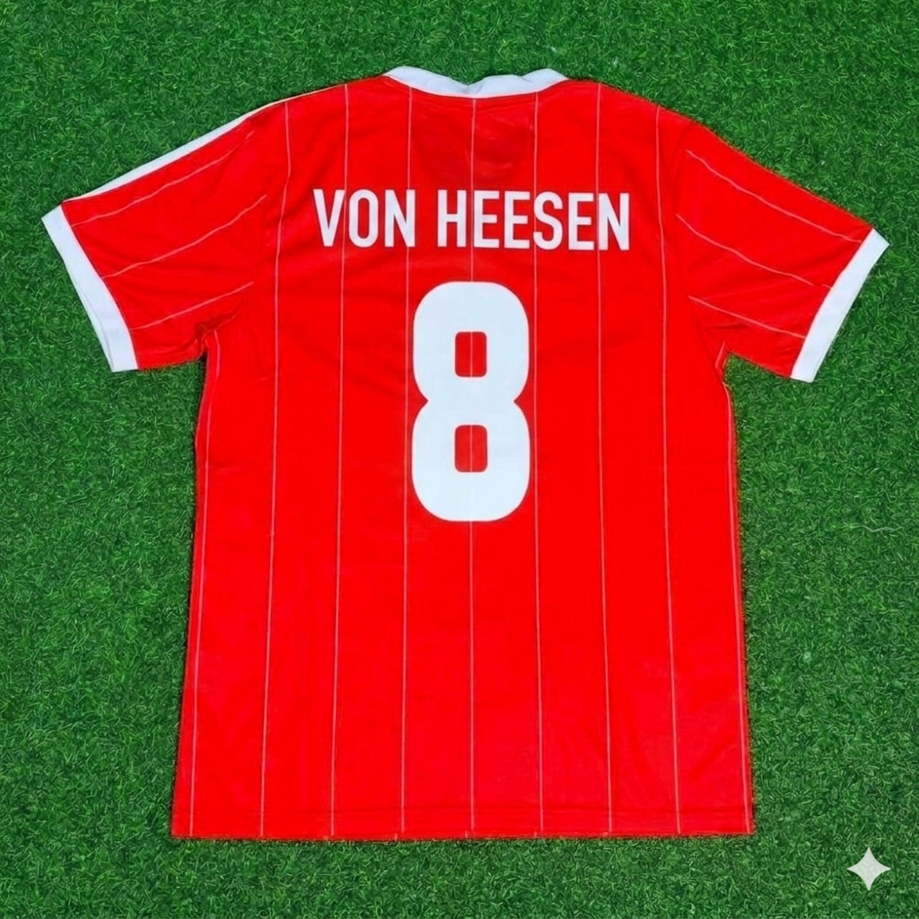 1982/83 Thomas von Heesen Hamburger SV Red Retro Fußballtrikot Jersey – Back View