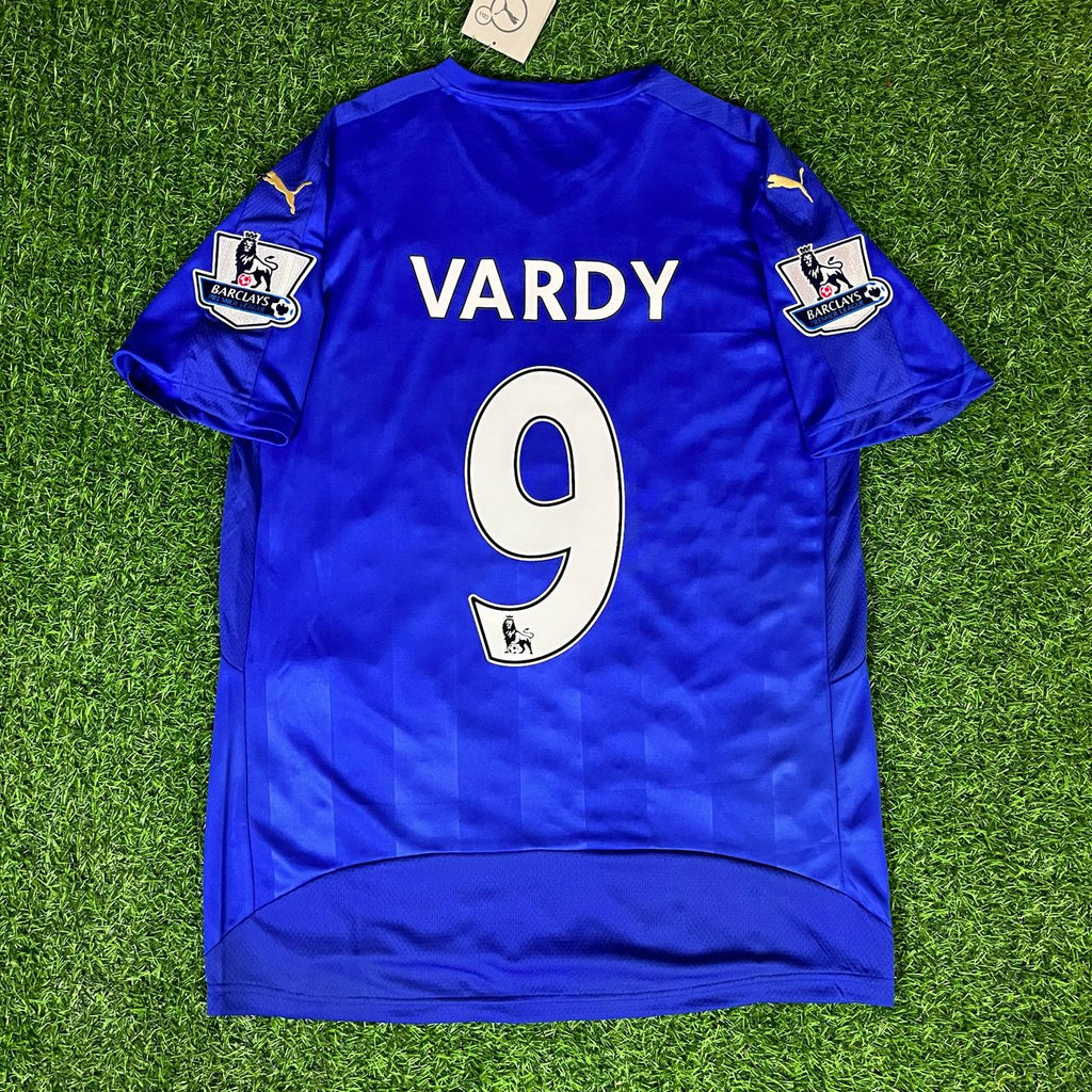 Jamie Vardy 9 - Leicester City 2015/16 Premier League Retro Kit Jersey – Back View
