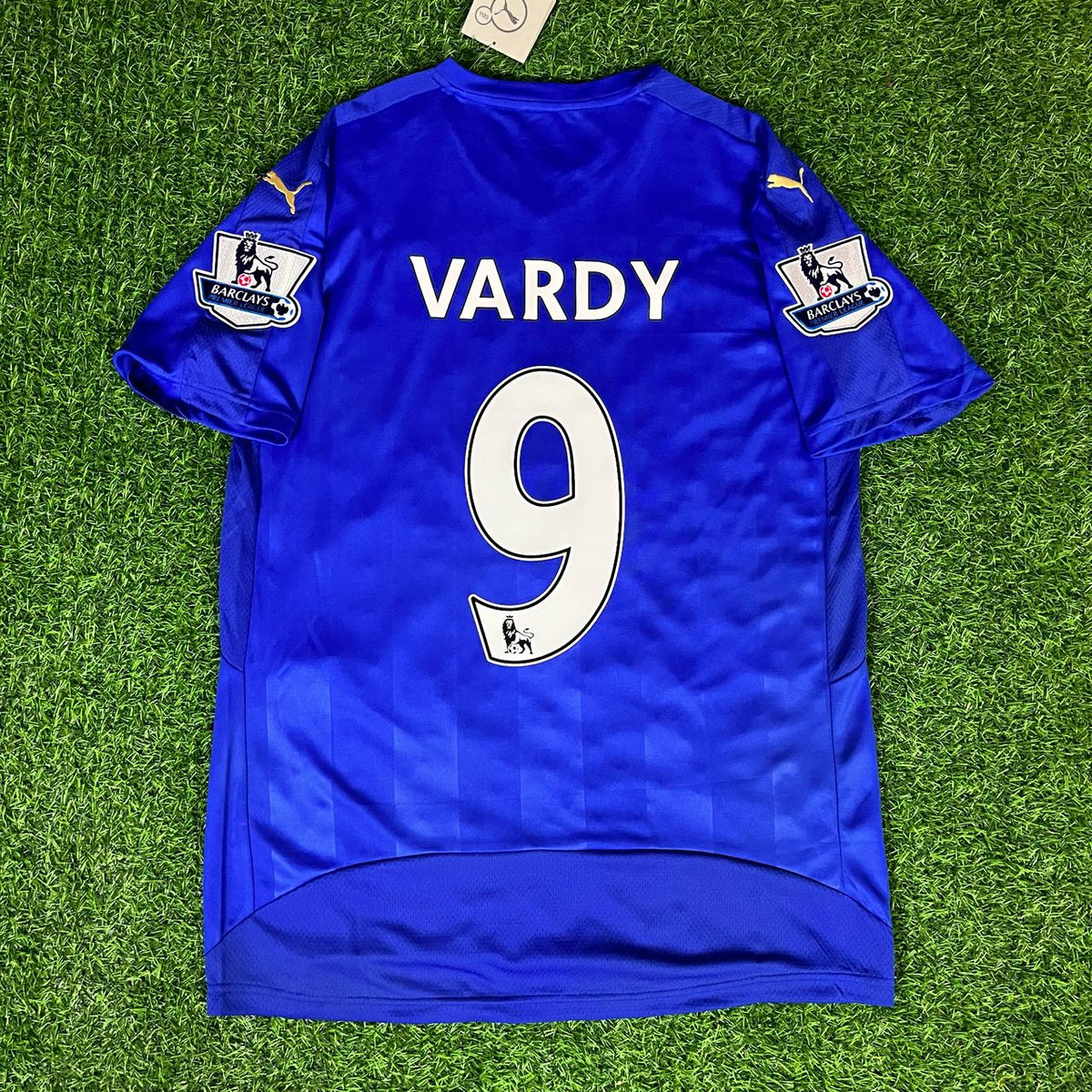 Jamie Vardy 9 - Leicester City 2015/16 Premier League Retro Kit Jersey – Back View