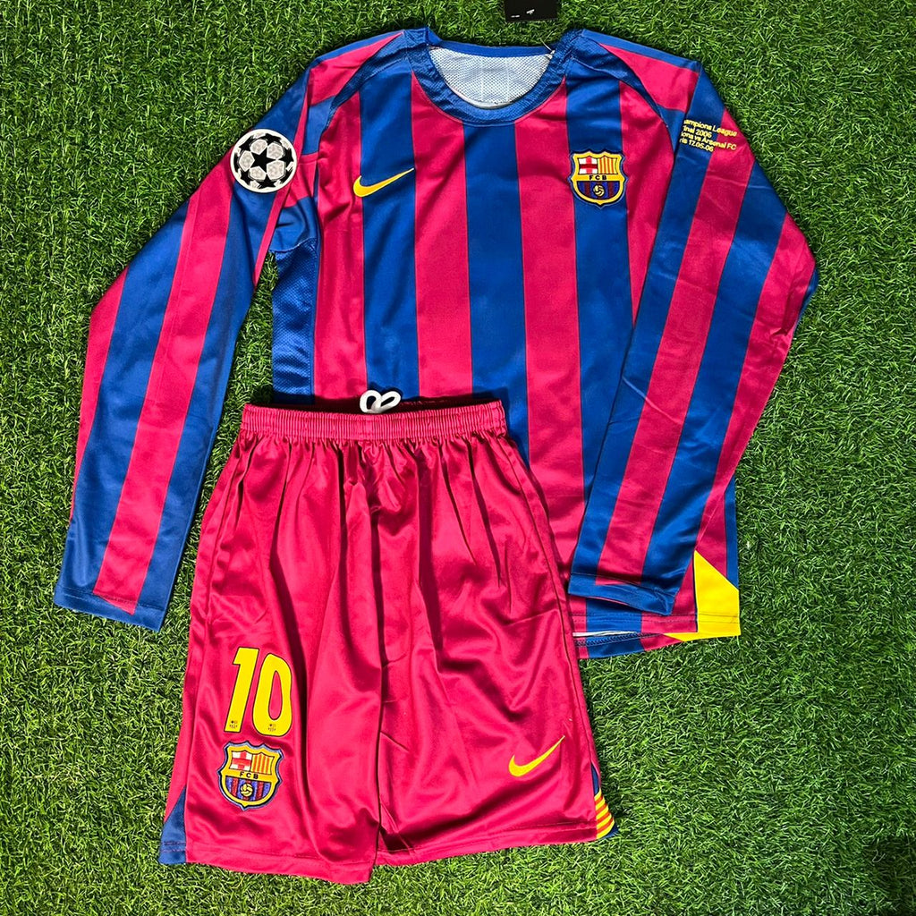 Ronaldinho Gaucho 10 – Barcelona 2006 Retro Long Sleeve Football Jersey – Front View