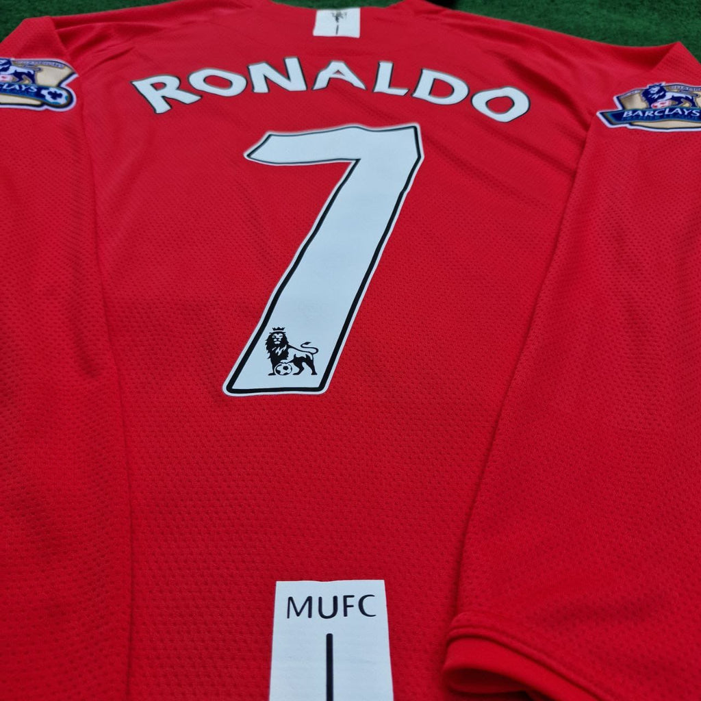 2008 Cristiano Ronaldo Manchester United EPL Patch Retro Long Sleeve Football Jersey – 4