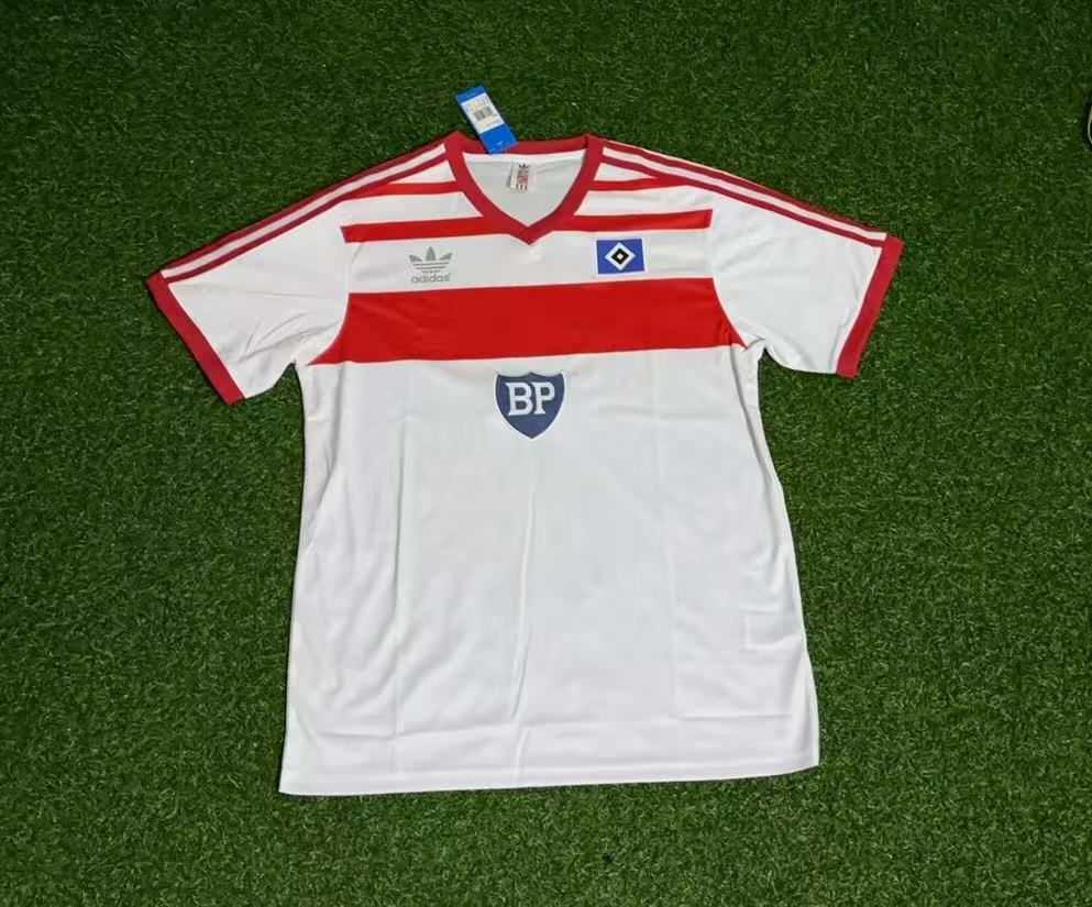 1983 Hamburger SV Retro Heimtrikot Weiß Fußball – Detailed View