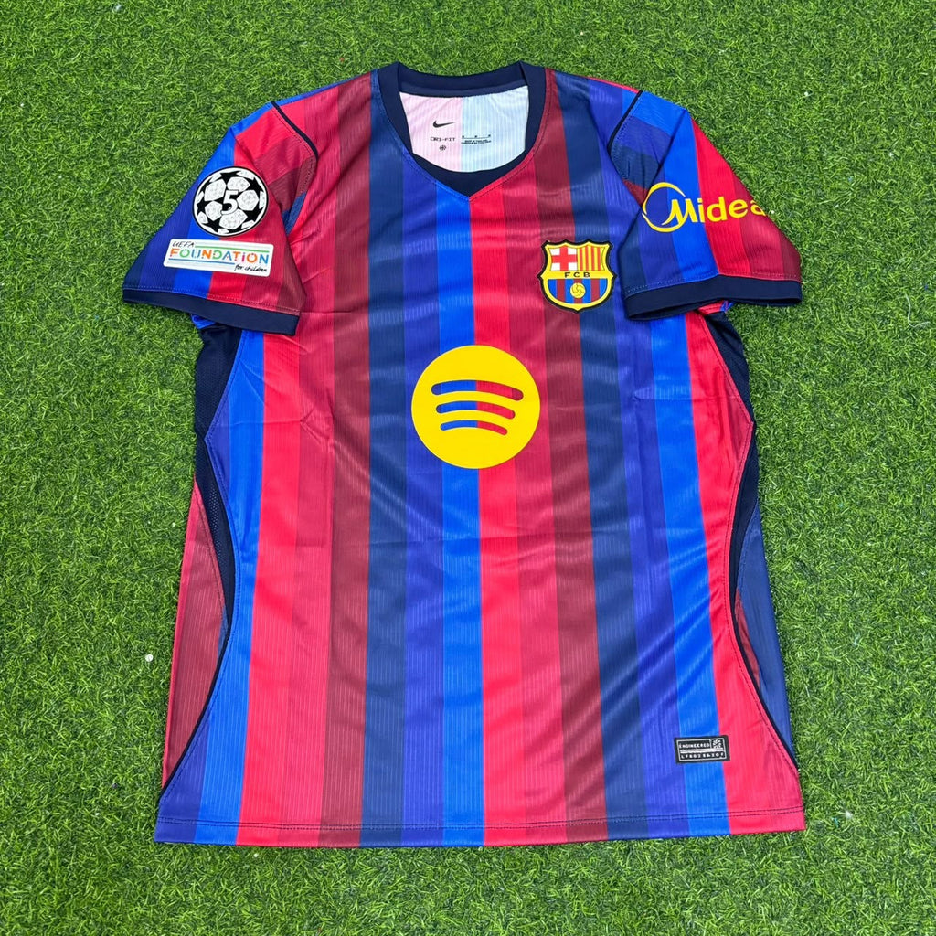 Pedri #8 Barcelona 2027 New Season Champions League Patch Home Jersey – Front View