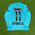 Neymar JR Santos FC 2011 2012 Retro Blue Green Long Sleeve Turquoise Jersey – Back View