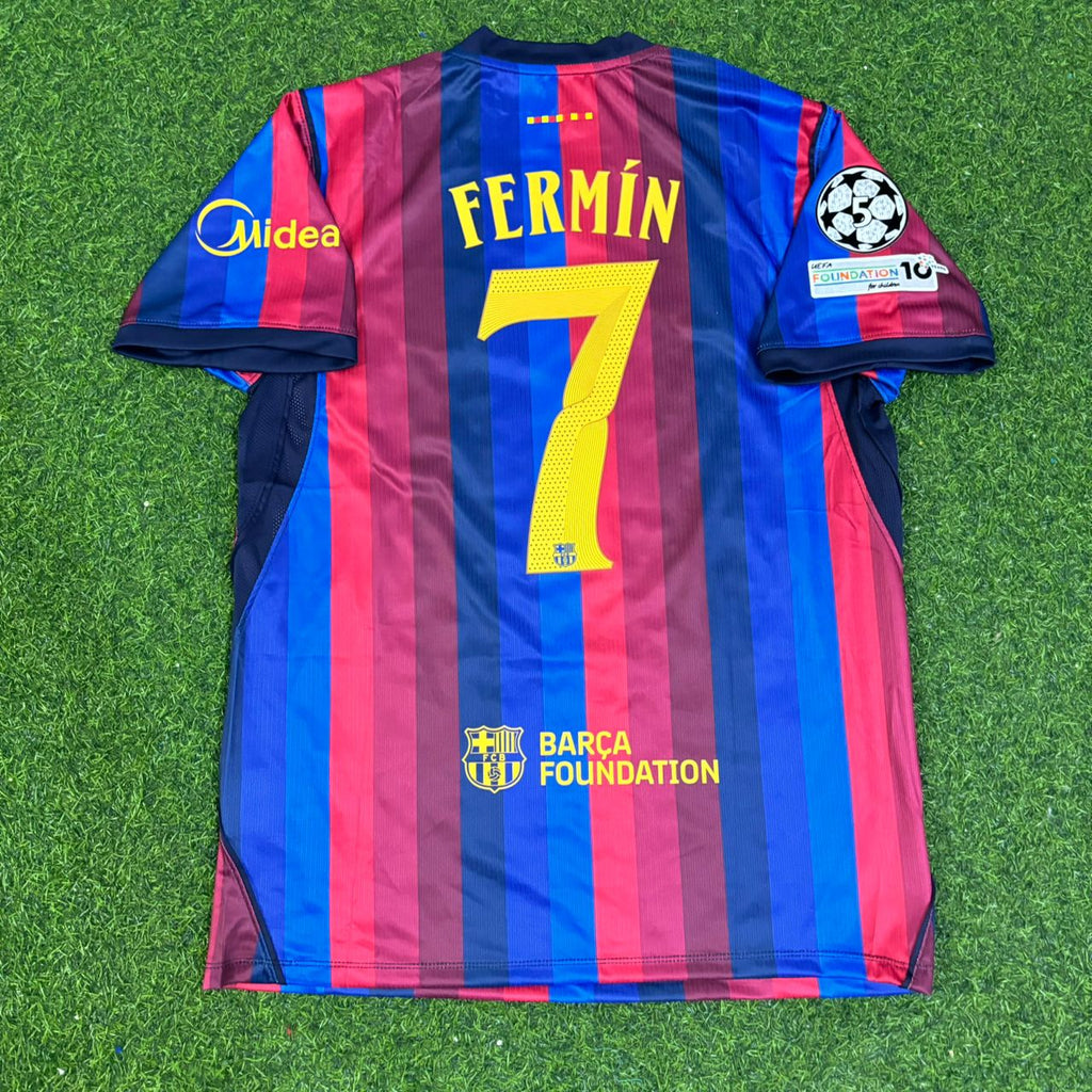 Fermin Lopez #7 Barcelona 2027 New Season Champions League Patch Home Jersey – Back View