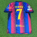 Fermin Lopez #7 Barcelona 2027 New Season Champions League Patch Home Jersey – Back View