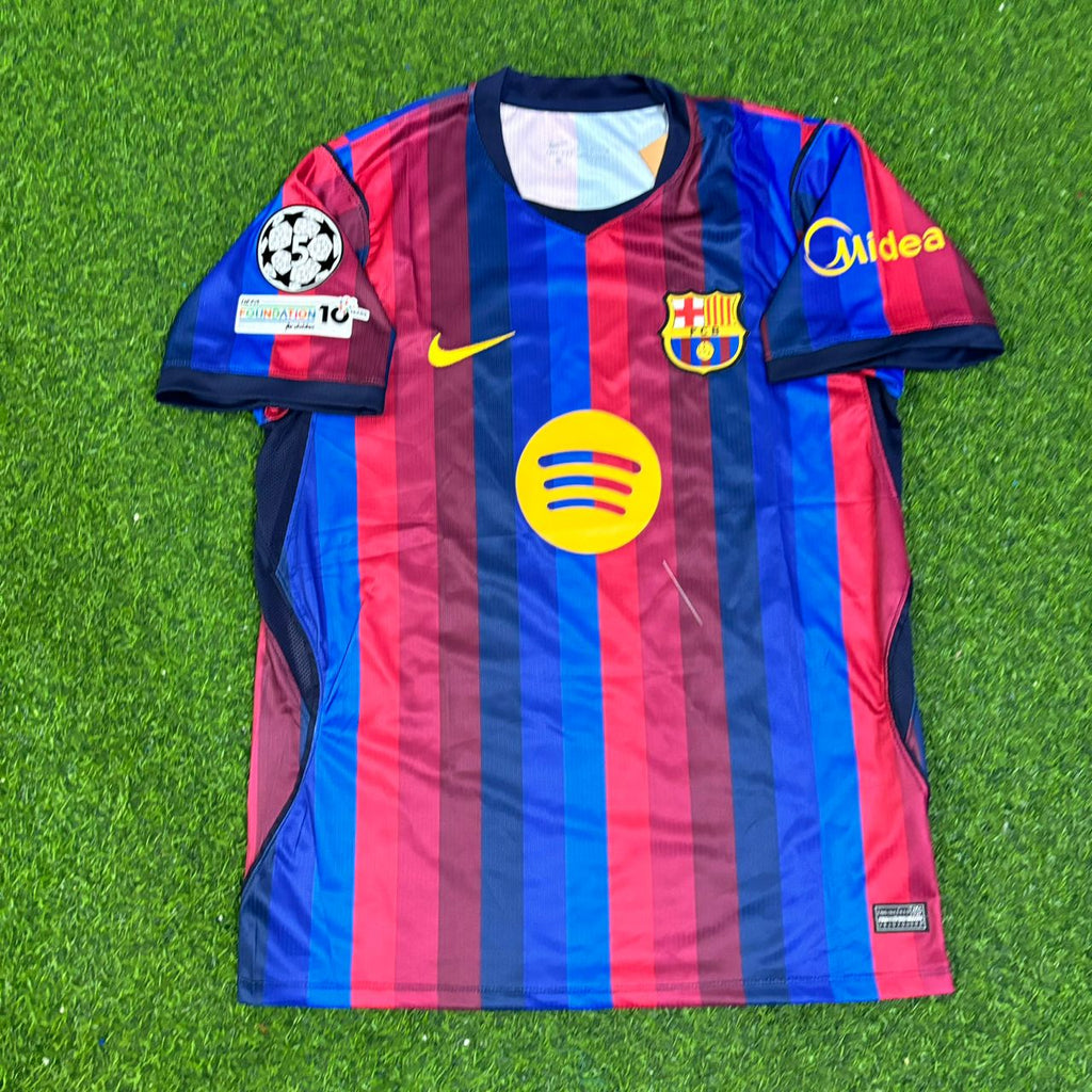 Fermin Lopez #7 Barcelona 2027 New Season Champions League Patch Home Jersey – Front View