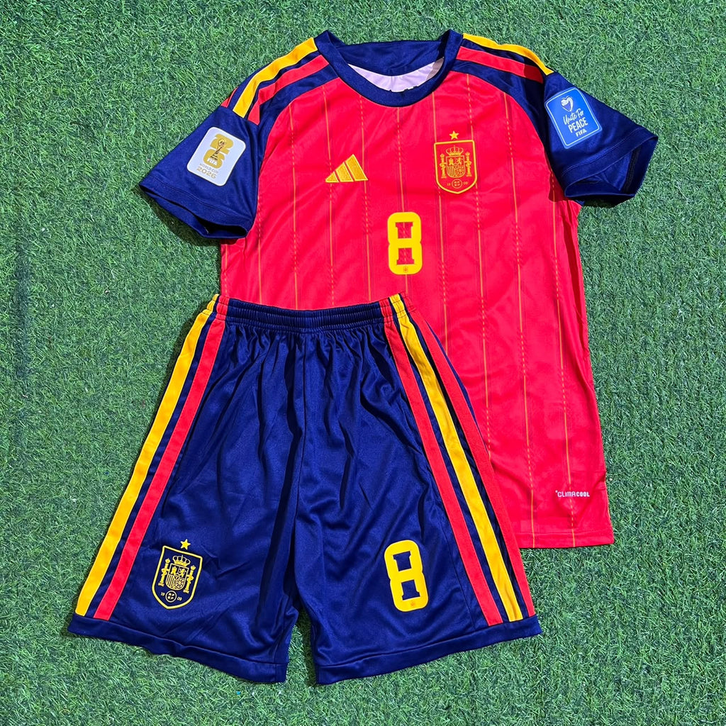Fabian Ruiz #8 Spain 2026 World Cup Home Kids Football Jersey – Front View