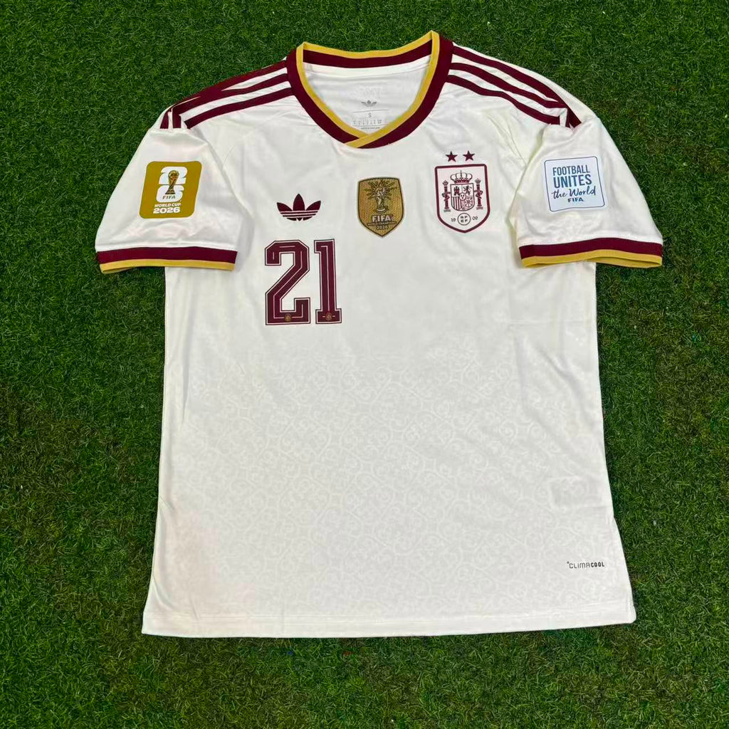 Mikel Oyarzabal #21 Spain Two Star 2026 World Cup Champions Away Jersey – Front View