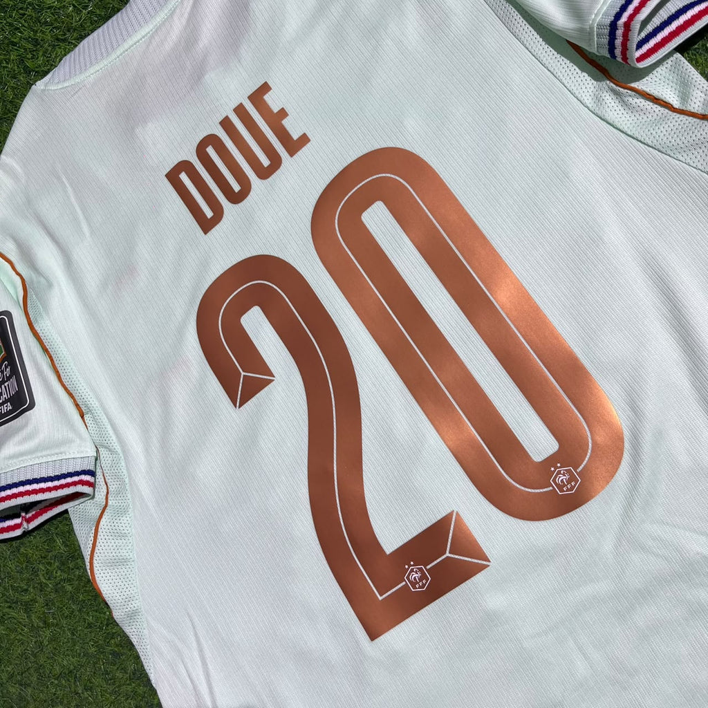 Désiré Doué #20 France 2026 World Cup Kids Away Football Jersey – Detailed View
