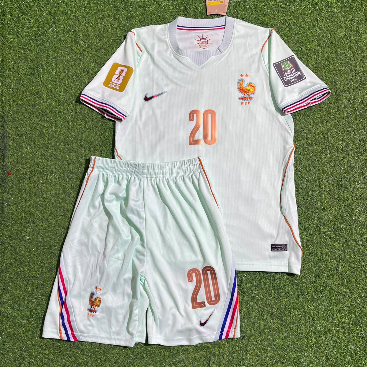 Désiré Doué #20 France 2026 World Cup Kids Away Football Jersey – 4