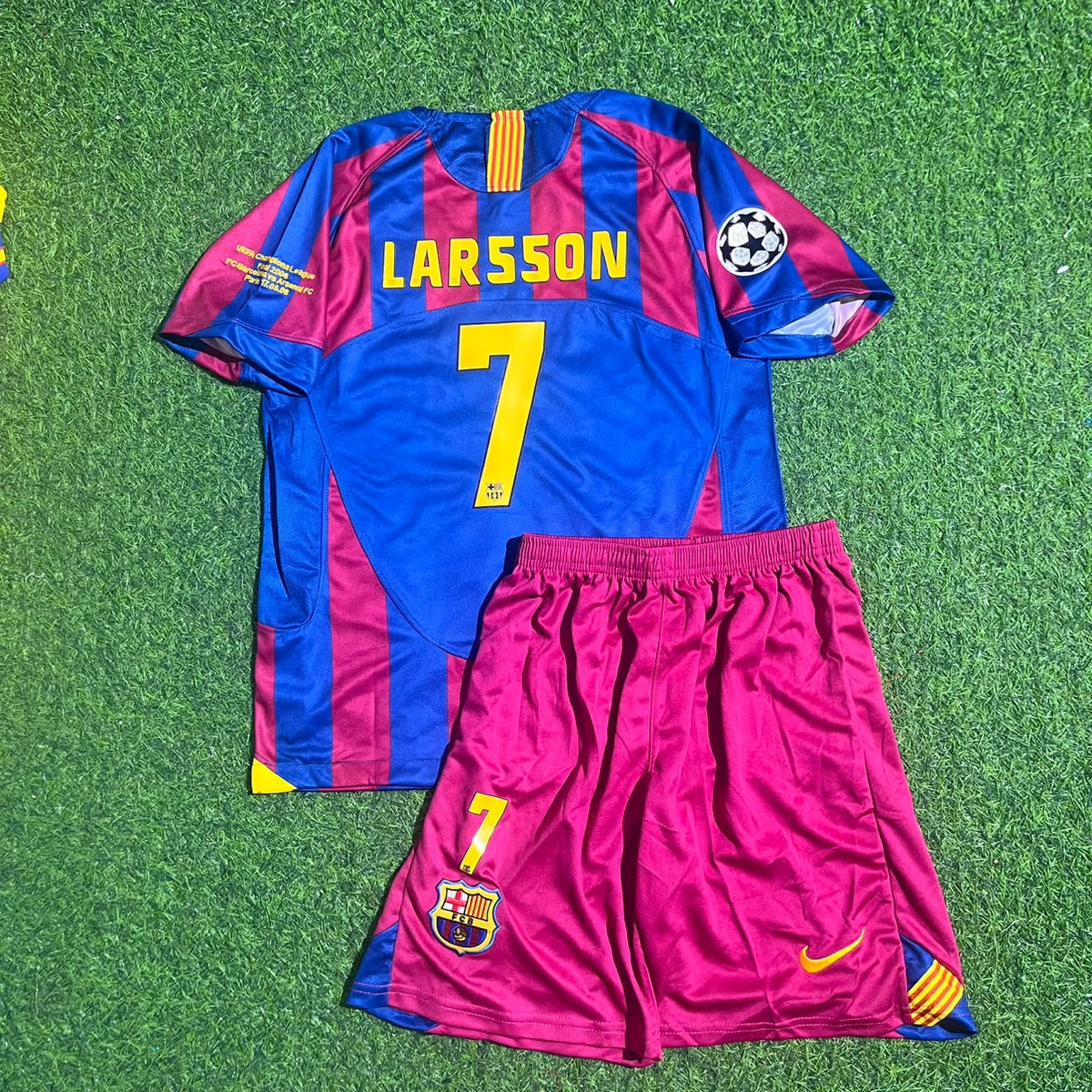 Sebastian Larsson Barcelona 2006 Final Kids Retro Short Sleeve Football Jersey – Detailed View