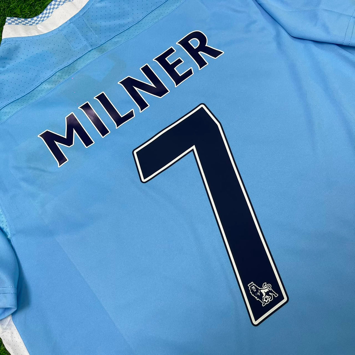 2011/12 James Milner 7 Manchester City Home Kit Blue Retro Football Jersey – Detailed View