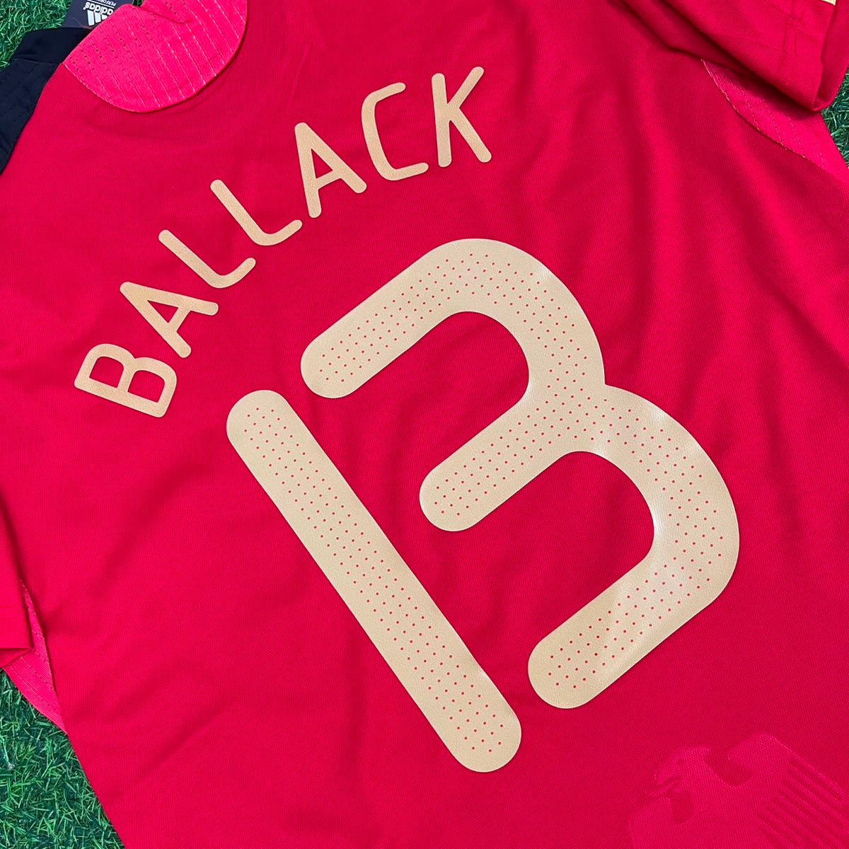 2008 Germany EURO Michael Ballack Away Red Retro Football Jersey – Detailed View