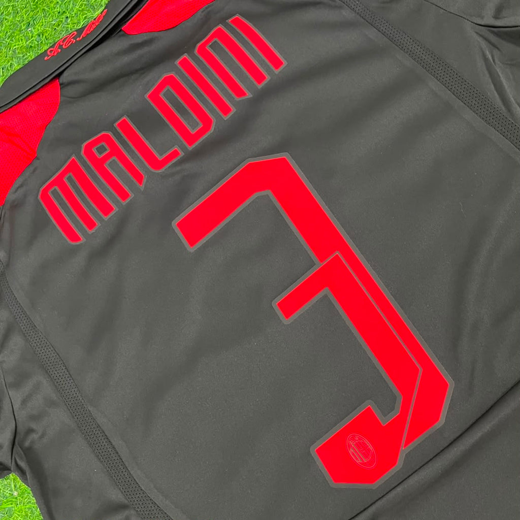 Paolo Maldini AC Milan 2007-2008 Black Retro Third Football Jersey – Detailed View