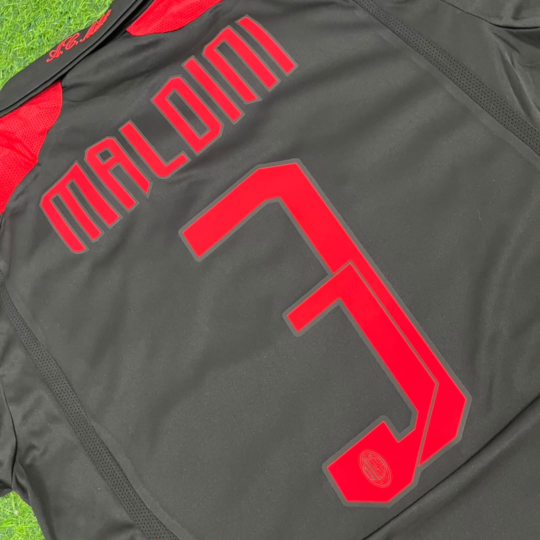 Paolo Maldini AC Milan 2007-2008 Black Retro Third Football Jersey – Detailed View