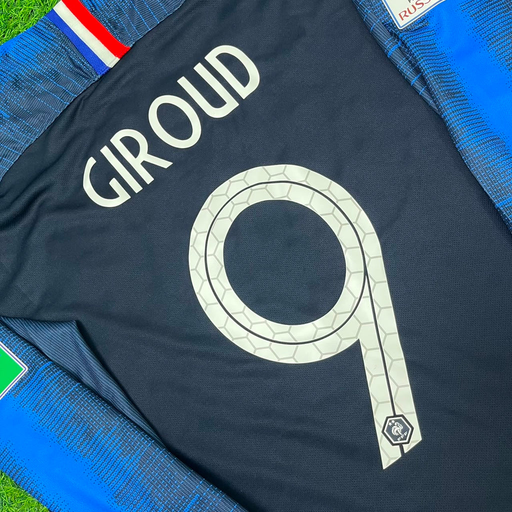 France 2018 World Cup Final Long Sleeve Retro Football Jersey – Olivier Giroud – Detailed View