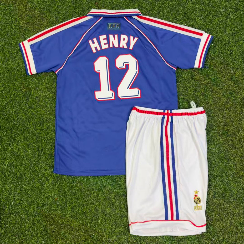 Thierry Henry 14 – France 1998 Home Kids Kit Jersey – | KinderTrikot | Enfant – Detailed View