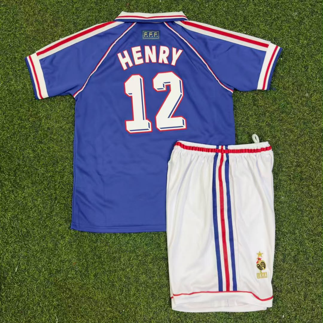 Thierry Henry 14 – France 1998 Home Kids Kit Jersey – | KinderTrikot | Enfant – Detailed View