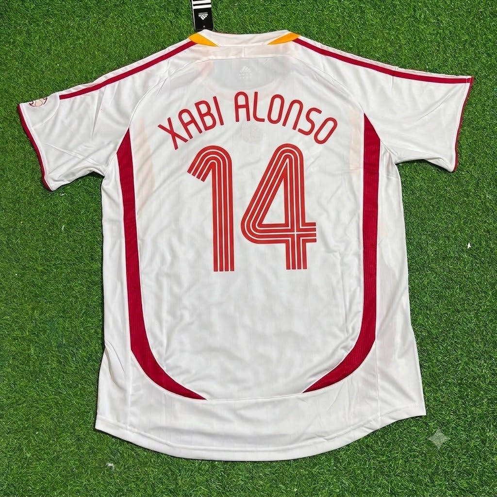 Xabi Alonso Spain 2006 World Cup White Retro Jersey – Back View