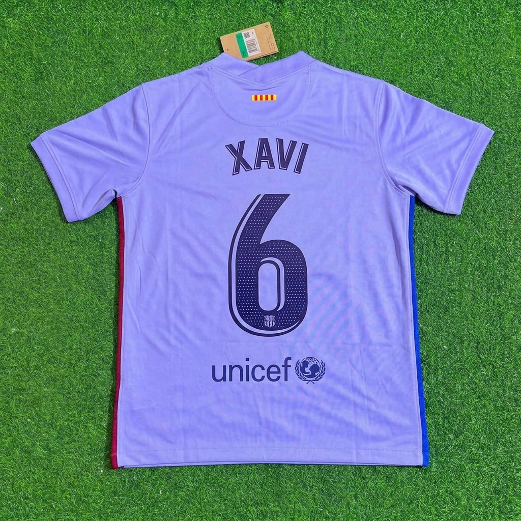 Xavi Hernandez #6 Barcelona 2021-22 Season Retro Jersey – Back View