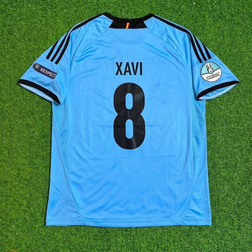 Xavi Hernandez Spain EURO 2012 Final Retro Football Jersey – Back View