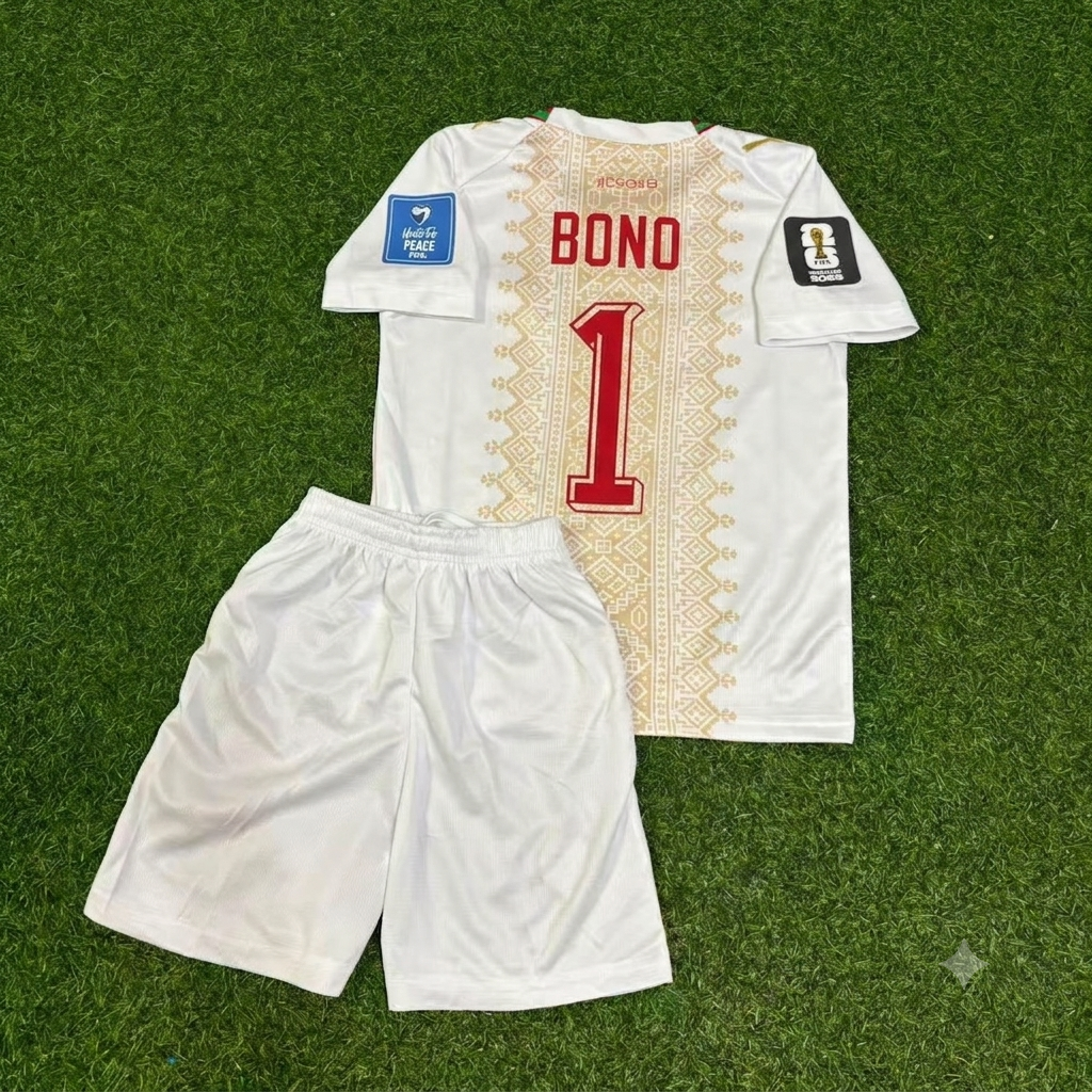 2026 Morocco World Cup Yassine Bounou Goalkeeper Kids Football Jersey – Back View