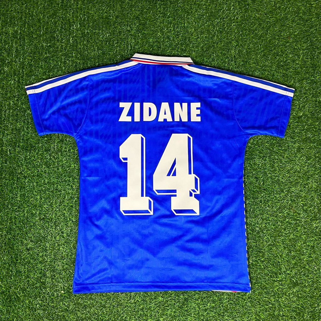 Zinédine Zidane France 1994 World Cup Blue Retro Jersey – Back View