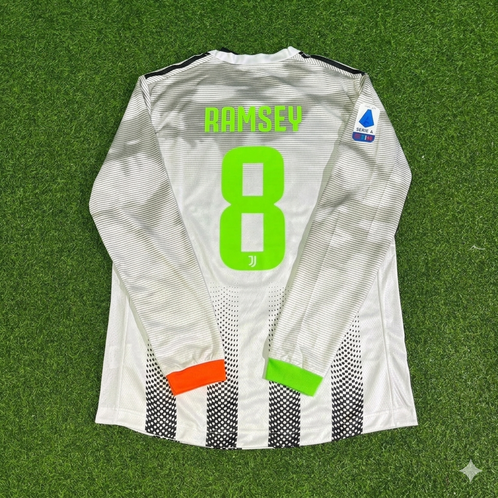 2019/20 Aaron Ramsey #8 Juventus Long Sleeve Retro Football Jersey – Back View