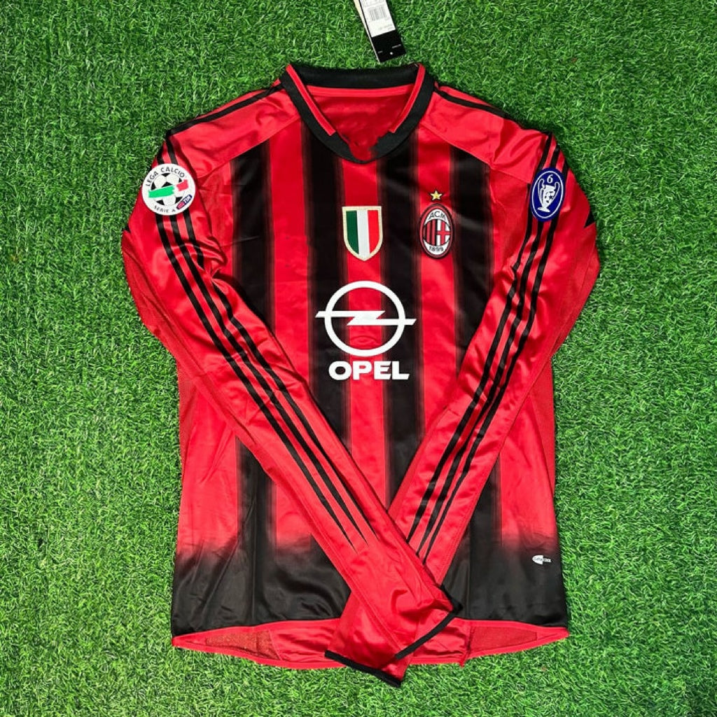 Milan 2003/2004 Red & Black Home Retro Kit Jersey – Back View