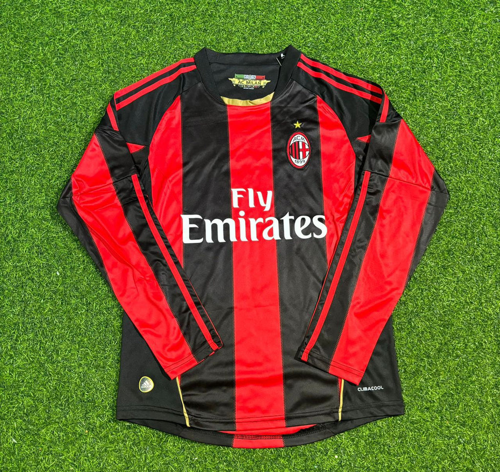 AC Milan 2010-2011 Home Long Sleeve Retro Football Jersey – Back View