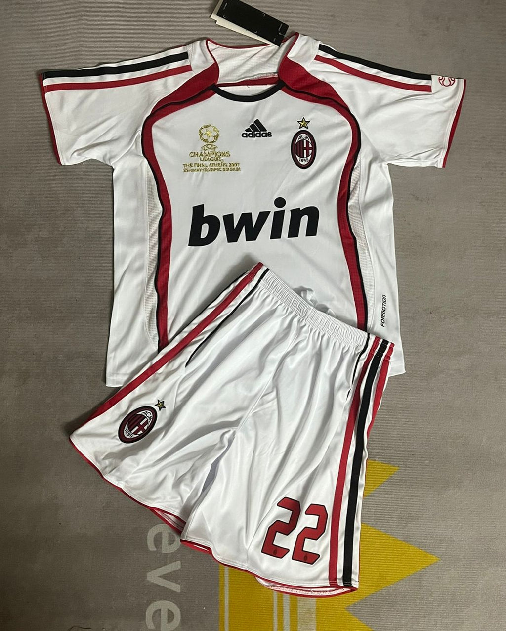 Kaka Leite Milan White Kids Children Set Retro Football Jersey – Detailed View