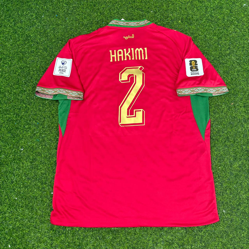 Achraf Hakimi Morocco 2026 World Cup Home Red Football Jersey – Back View