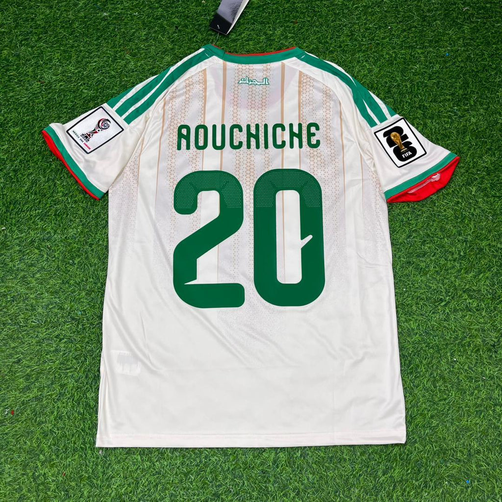Adil Aouchiche Algeria 2026 World Cup White Away Football Jersey – Back View