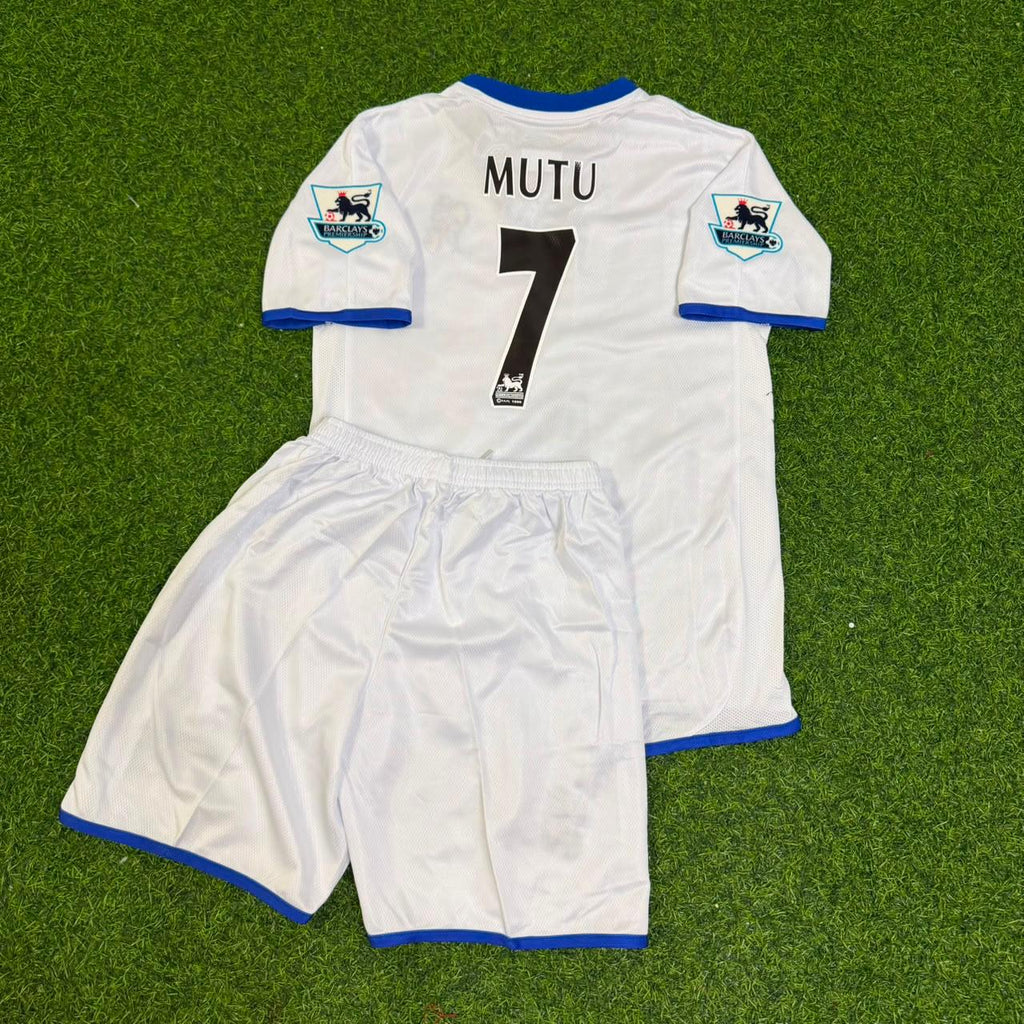 Adrian Mutu Chelsea Away 2004/05 Retro Kids White Football Jersey – Back View