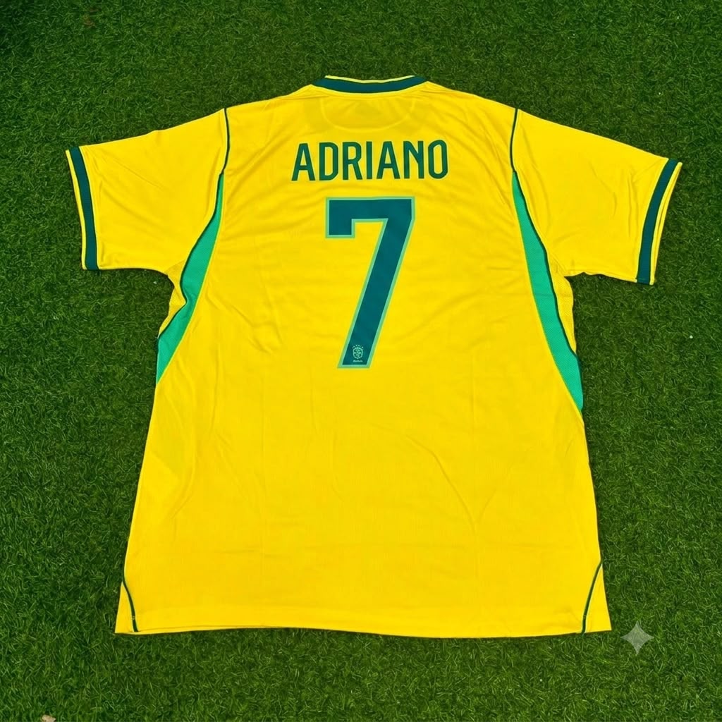 Adriano Brazil Commemorative Special Retro Football Jersey – Back View