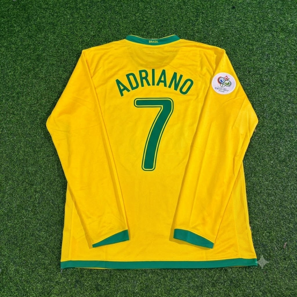 2006 Brazil World Cup Adriano #7 Long Sleeve Football Jersey – Back View