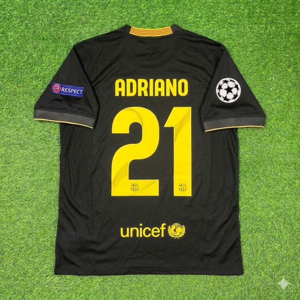 2013/14 Adriano #21 Barcelona Black Retro Football Jersey – Back View